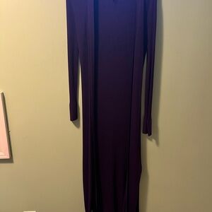 White House Black Market Deep Purple Long Sleeve Duster